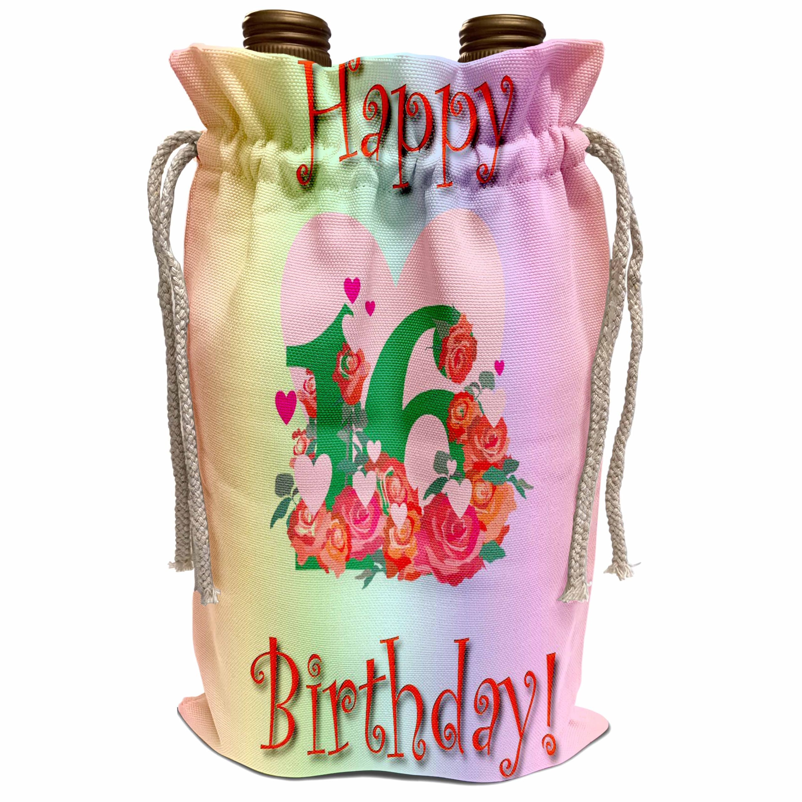 Elegant Wine Gift Bag for 16th Birthday Party - Heart Design for Teens & Celebrations - Perfect for Sweet 16 Parties, Graduation Gifts & Special Occasions