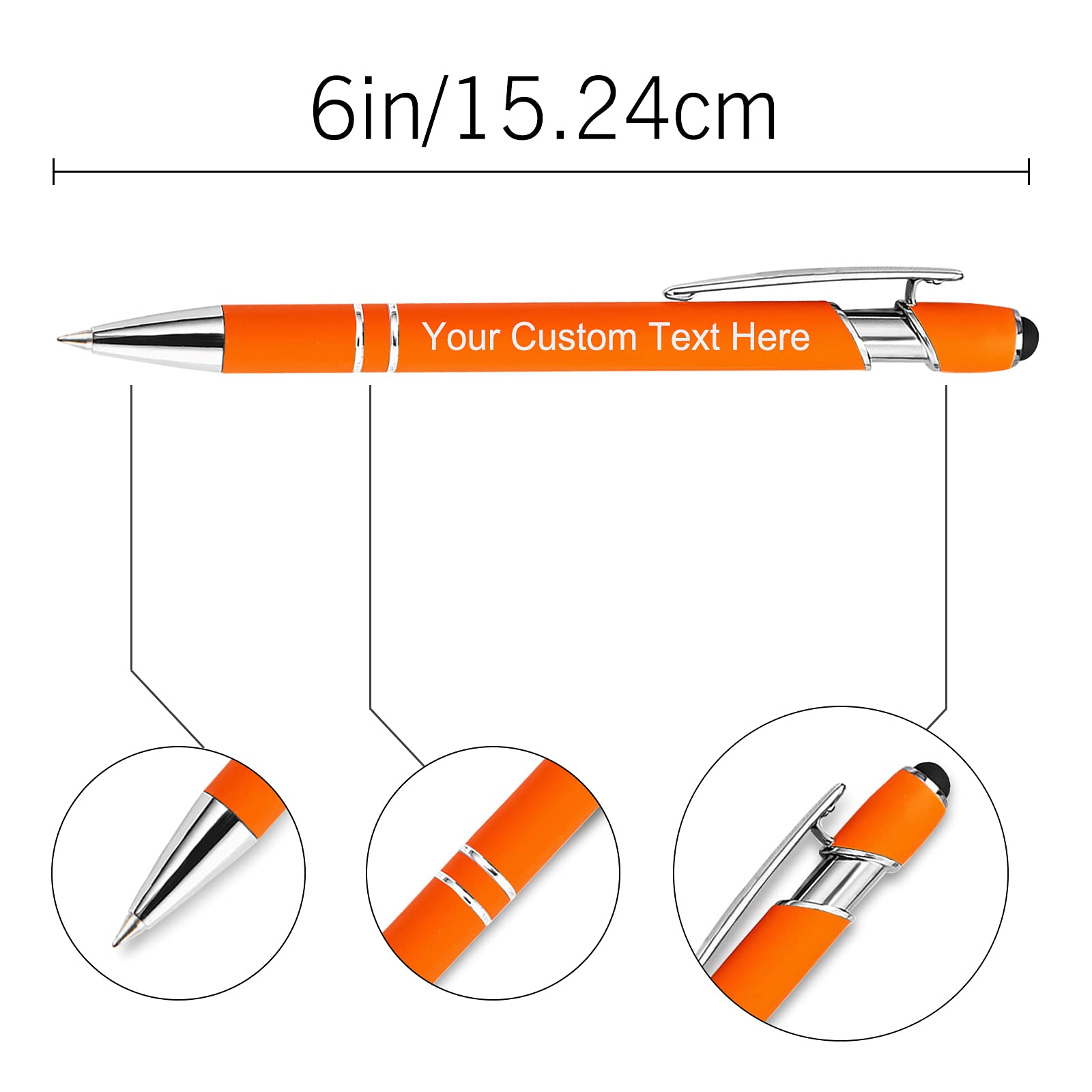 300 Pcs Custom Engraved Pens Bulk - Personalized Ballpoint Pens with Free Name/Message Engraving - Ideal for Business, Office, Graduation Gifts - Perfect Customized Presents for Men & Women (Christmas, Birthday) - Orange - Great for Corporate Events, School Supplies & Promotional Giveaways