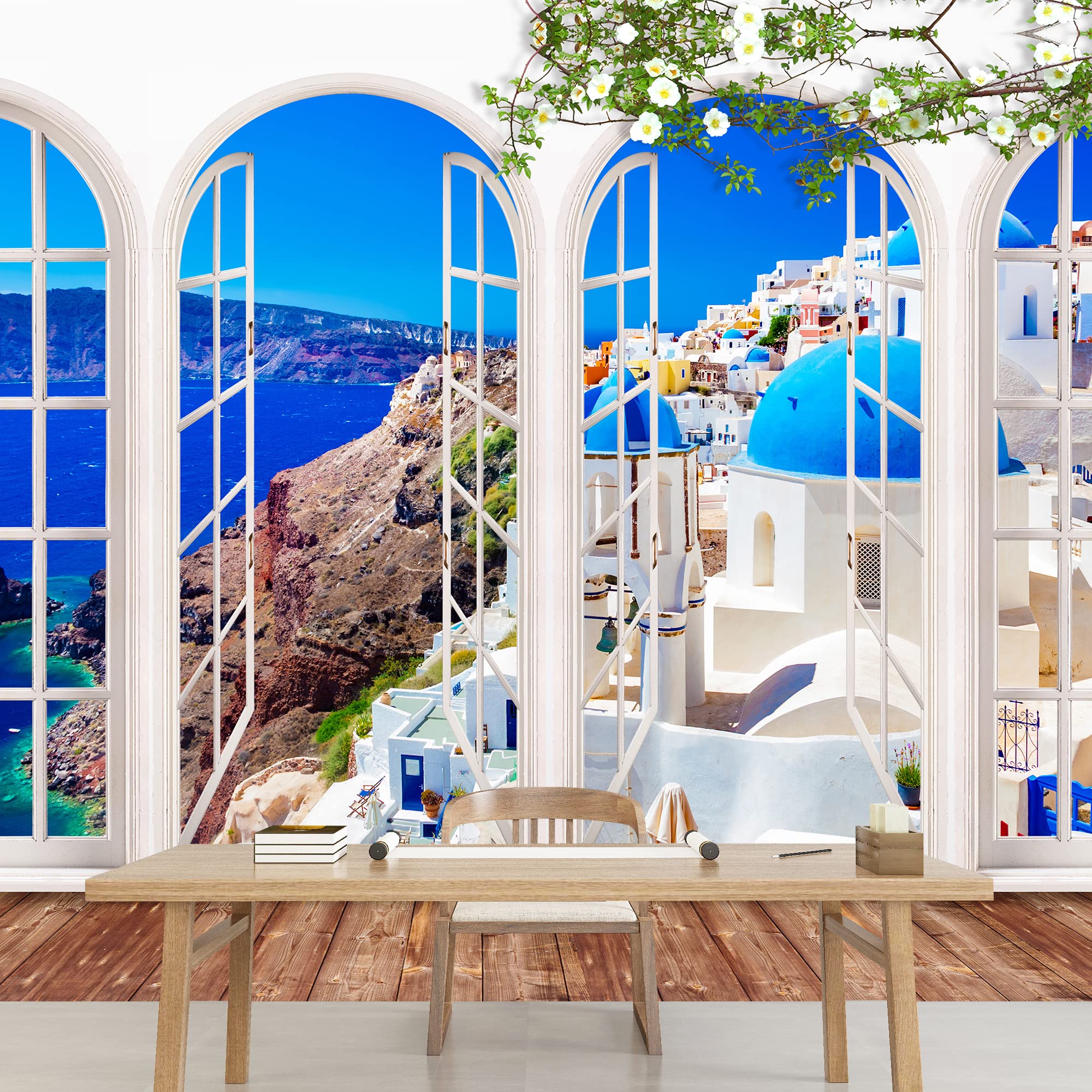 French Window Design Removable Peel and Stick Wallpaper - 66x96 Inches Wall Mural for Bedroom Decor | Perfect for Home, Apartment, and Office Wall Covering