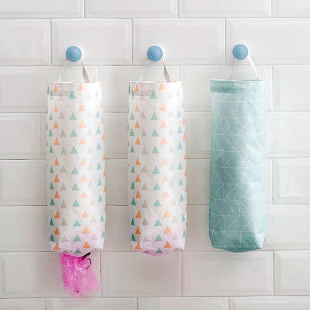 Hemoton 2-Pack Wall Mounted Hanging Trash Bag Holder - Durable Oxford Cloth Storage Organizer for Bedroom, Bathroom & Kitchen - Space Saving Garbage Bag Hanger with Net for Easy Access & Organization