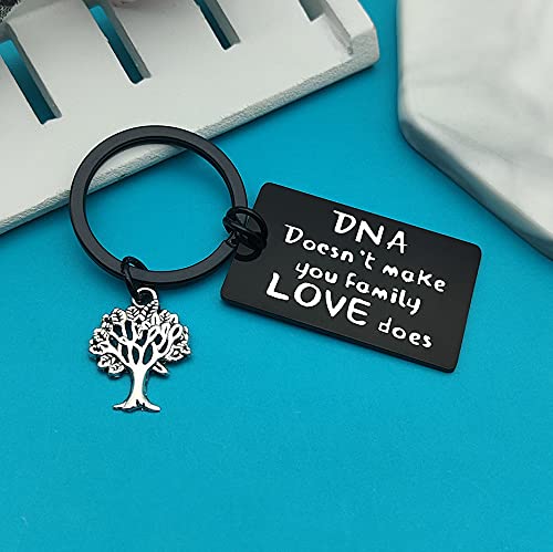 Xiahuyu Step Parent Keychain - DNA Doesn’t Make Family, Love Does - Step Mom & Step Dad Gifts, Adoption Gifts, Christmas & Birthday Presents for Blended Families