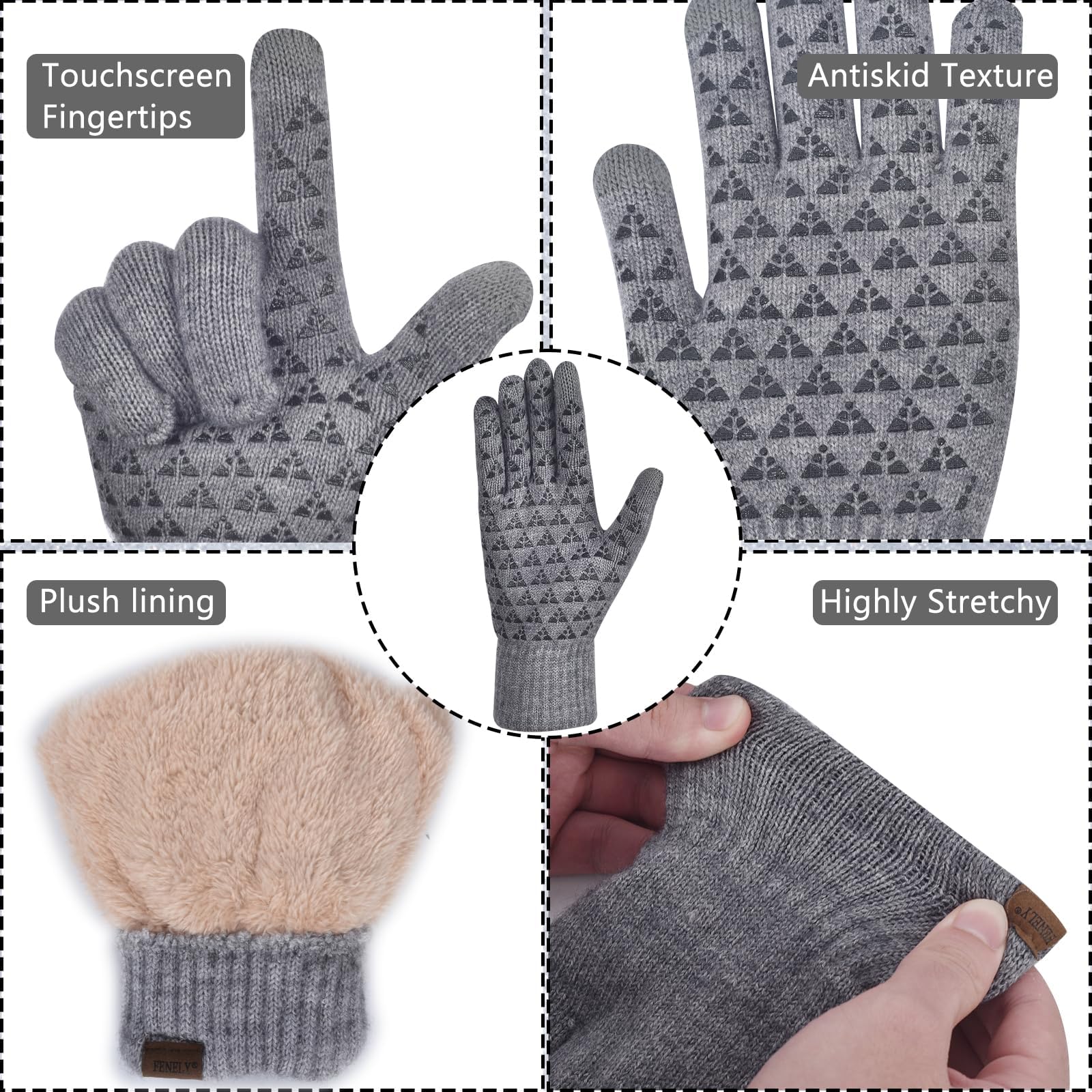Men's Winter Beanie Hat, Touchscreen Gloves & Scarf Set - Warm Fleece Lined for Cold Weather | Perfect for Skiing, Snowboarding & Outdoor Activities