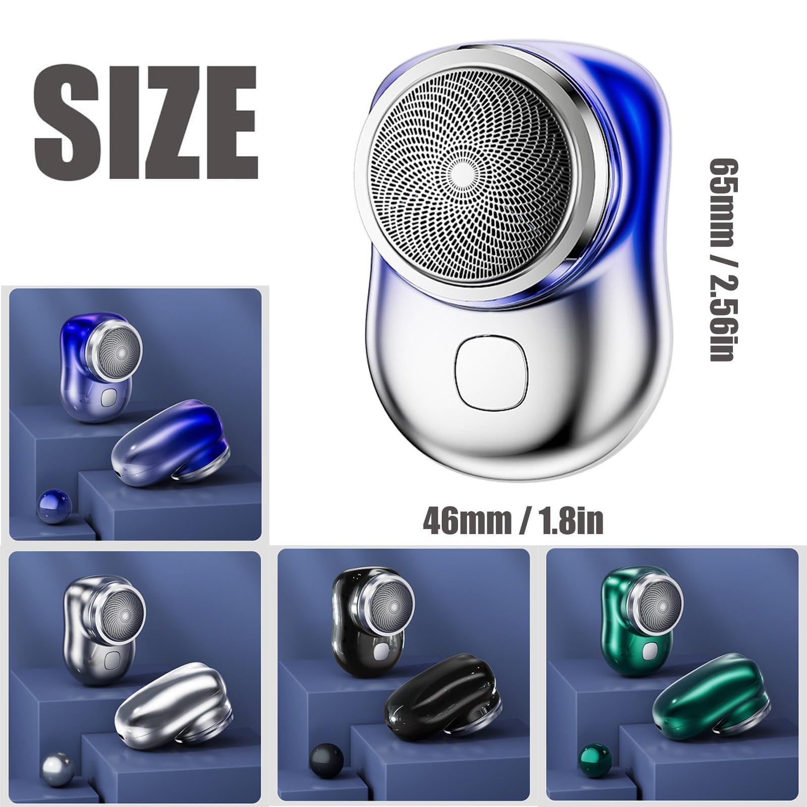 Peachloft USB Rechargeable Mini Electric Shaver for Men - Portable Travel & Gym Grooming Kit, Silver - Smooth Shaving for Face, Beard & Body Hair On-The-Go