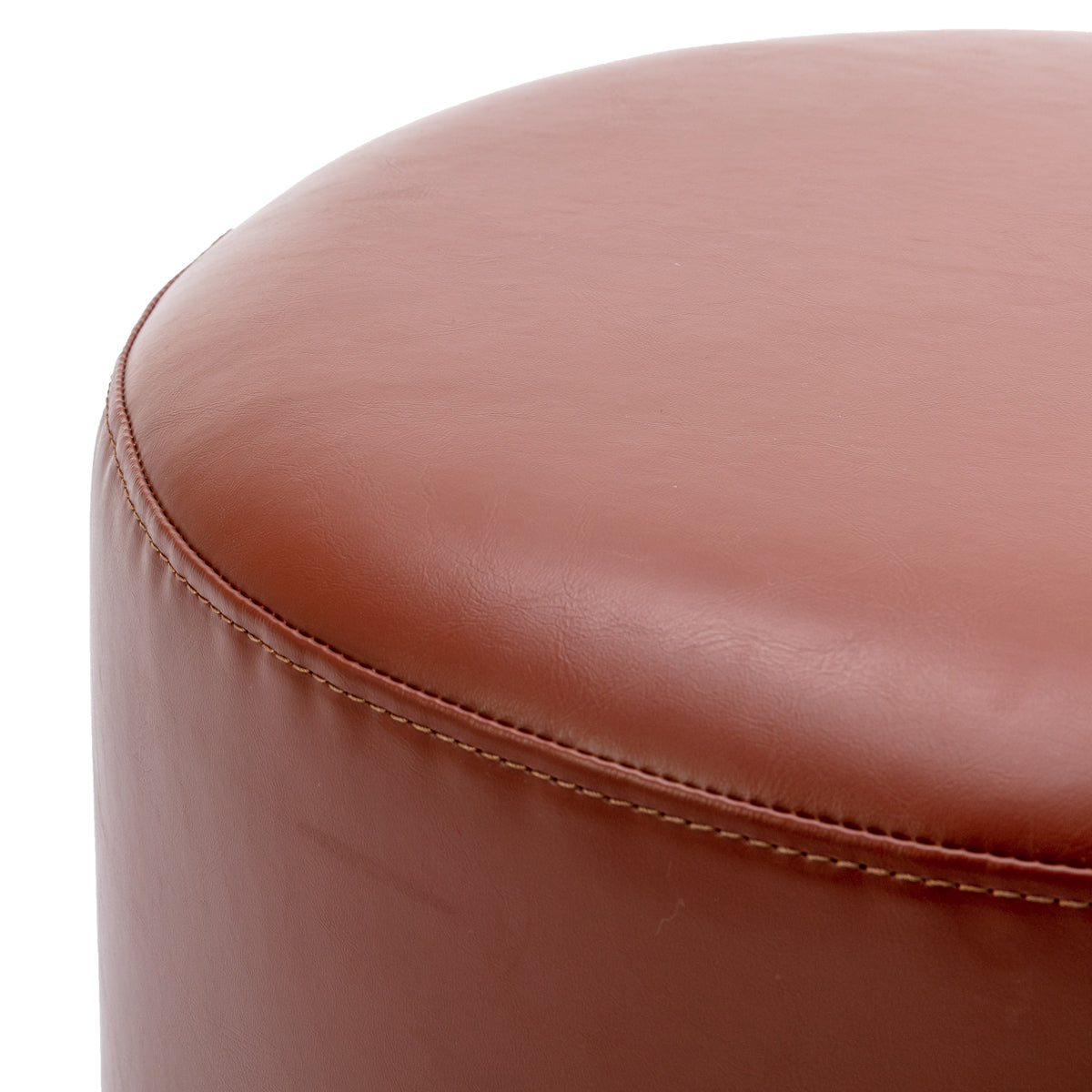 Juliette Leatherette Ottoman Footrest Stool - 16 Inch Round Storage Pouf for Living Room, Bedroom & Office - Extra Seat with Hidden Storage Compartment
