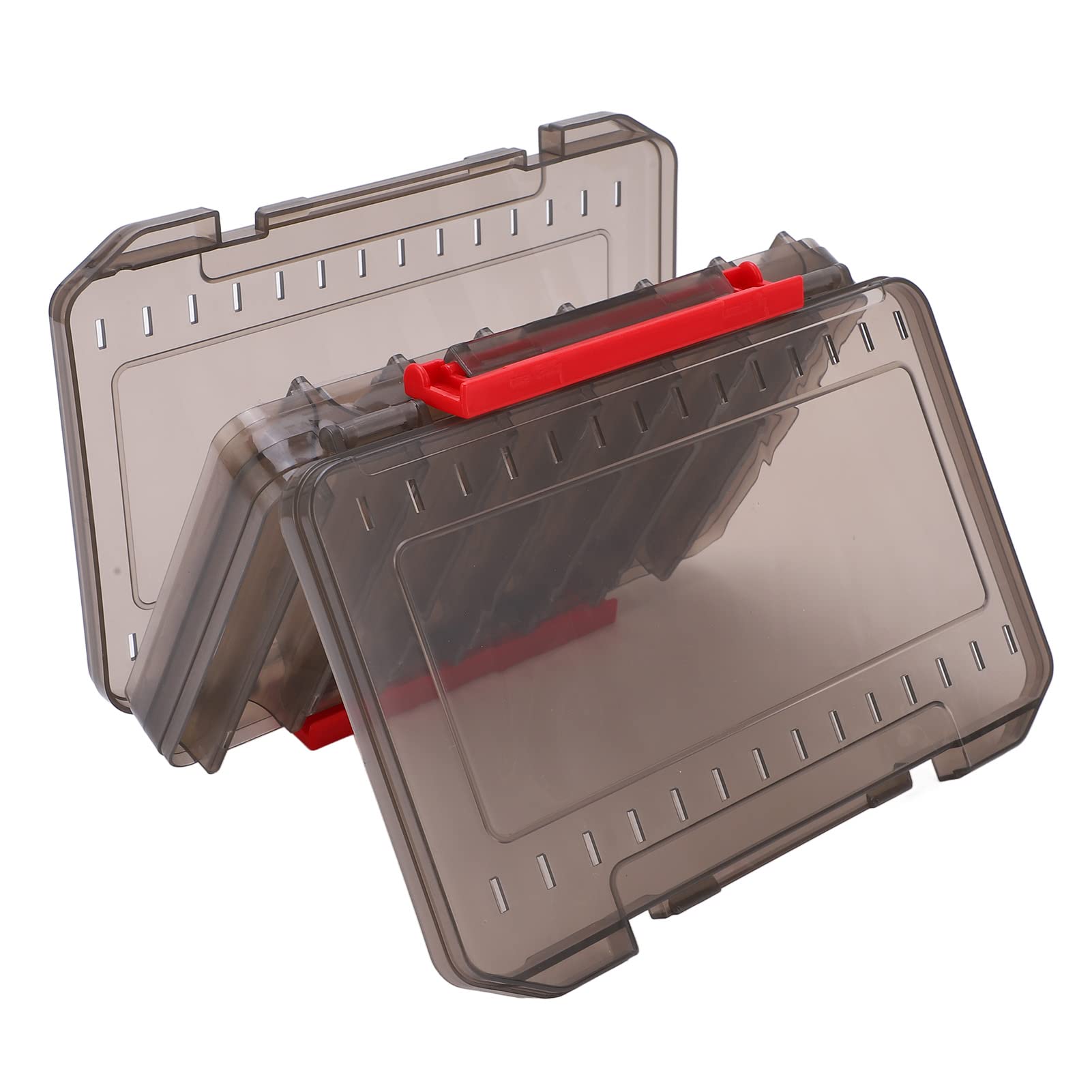 Double Sided Fishing Lure Storage Box with Handle - Breathable Anti-Lost Design for Jerkbaits & Tackle Organization (Gray) - Perfect for Bass Fishing & Outdoor Gear Storage