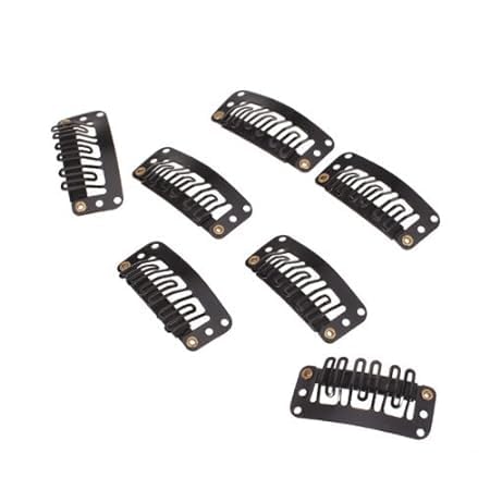 SIYAA 12-Piece Hair Extension Clips for Women & Men - Black Snap-On Wig Clips (3.4cm) for Natural Hair Extensions, Weaves & Styling - Perfect for Daily Wear, Cosplay & Costume Parties
