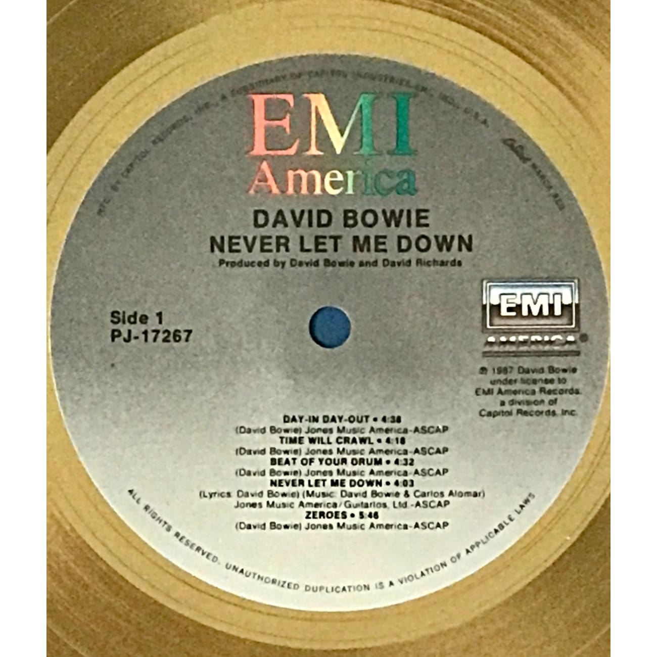 David Bowie Never Let Me Down RIAA Gold Album Award - Certified Collectible Music Memorabilia for Fans & Home Decor Display