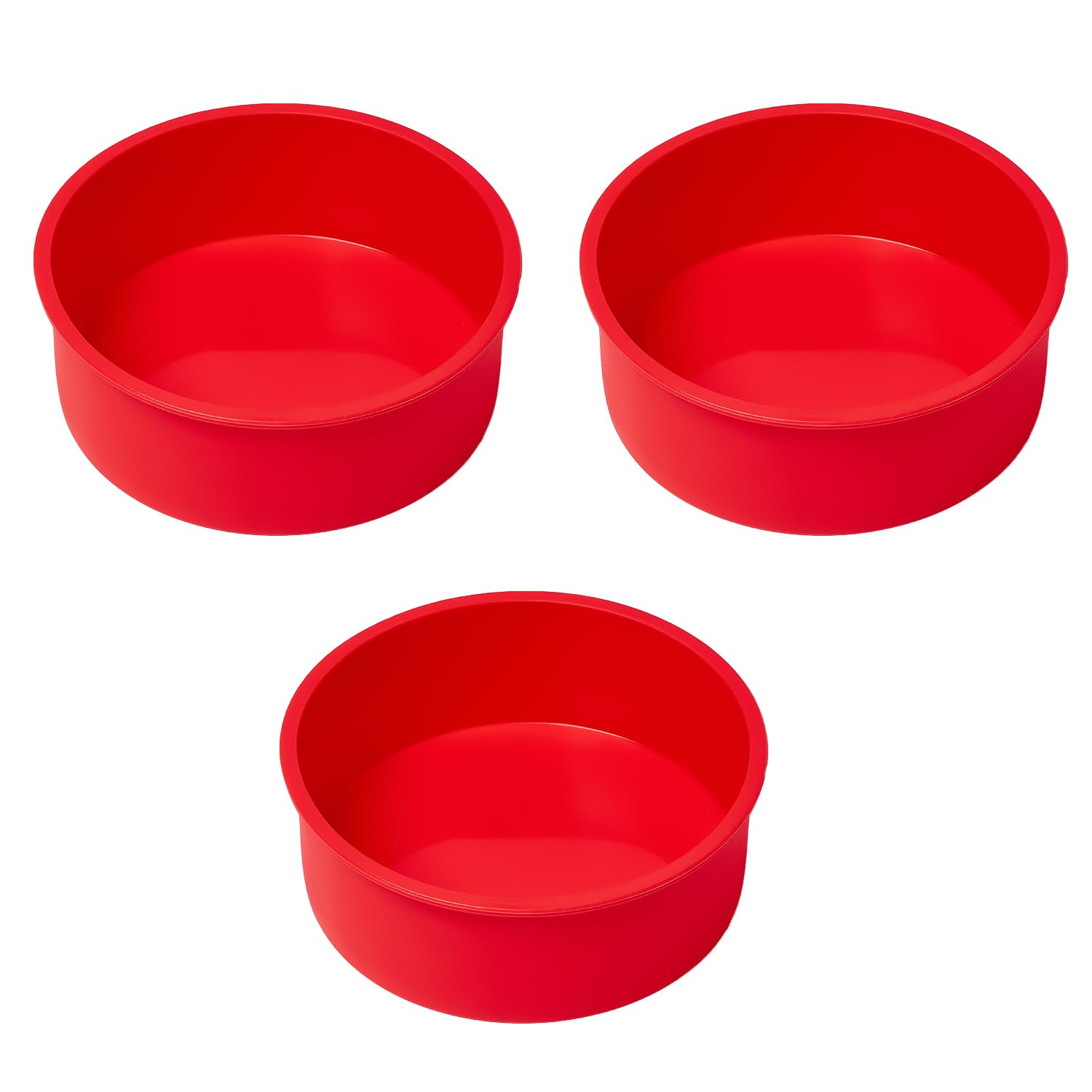 8 Inch Silicone Cake Pans (3 Pack) - Non-Stick Round Baking Molds for Layer Cake, Cheesecake & Chocolate - Perfect for Birthday, Wedding & Holiday Baking