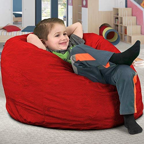 ULTIMATE SACK Kids & Adults Oversized Bean Bag Chair - Comfy Red Suede Lounge Sofa for Bedroom, Game Room & Dorm | Bean Bag Couch Loveseat Furniture for Relaxing & Gaming