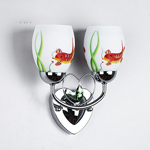 2 Head Wall Sconce Light Fixture - Polished Chrome Metal Heart Design for Bedroom, Living Room, Balcony & Corridor - Romantic Ambient Lighting for Home Decor