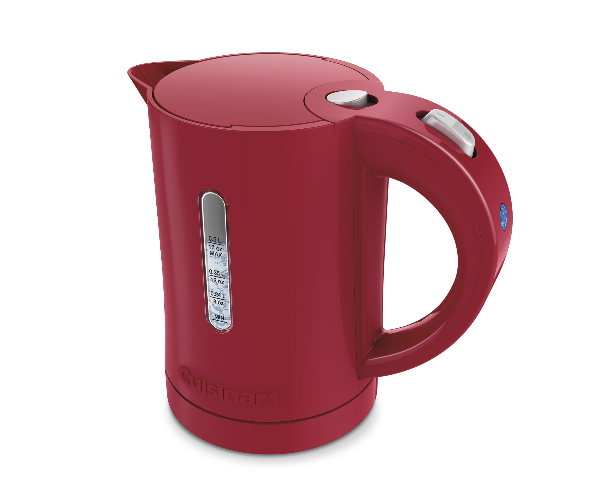 Cuisinart CK-5W Electric Quick Kettle 0.5L (17oz) - Fast Boiling, Compact & Portable, Perfect for Office, Dorm, Travel & Small Kitchens - Red