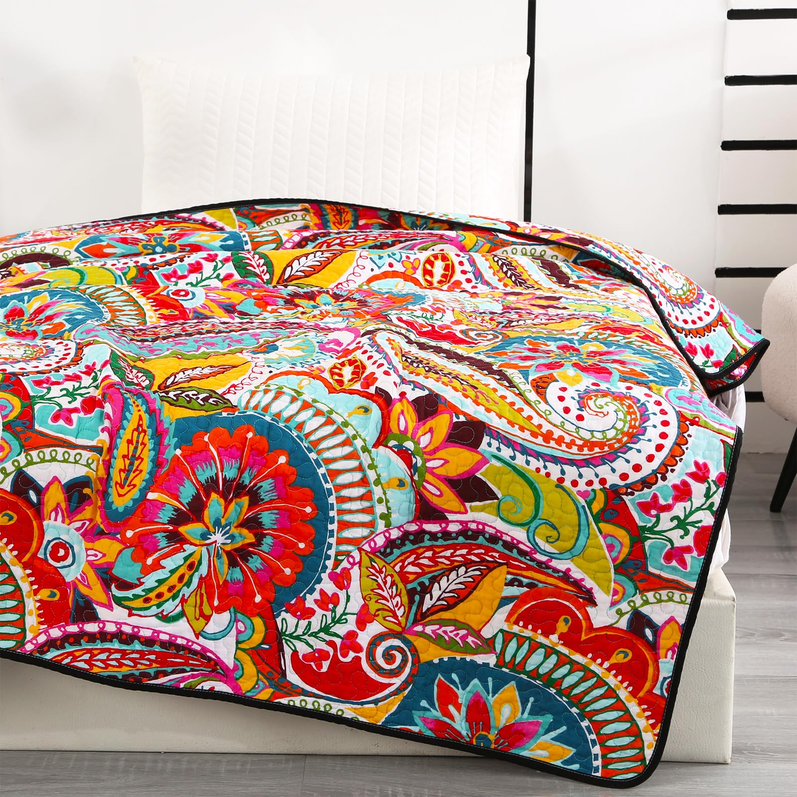 Qucover Cotton Quilted Throw Blanket 50