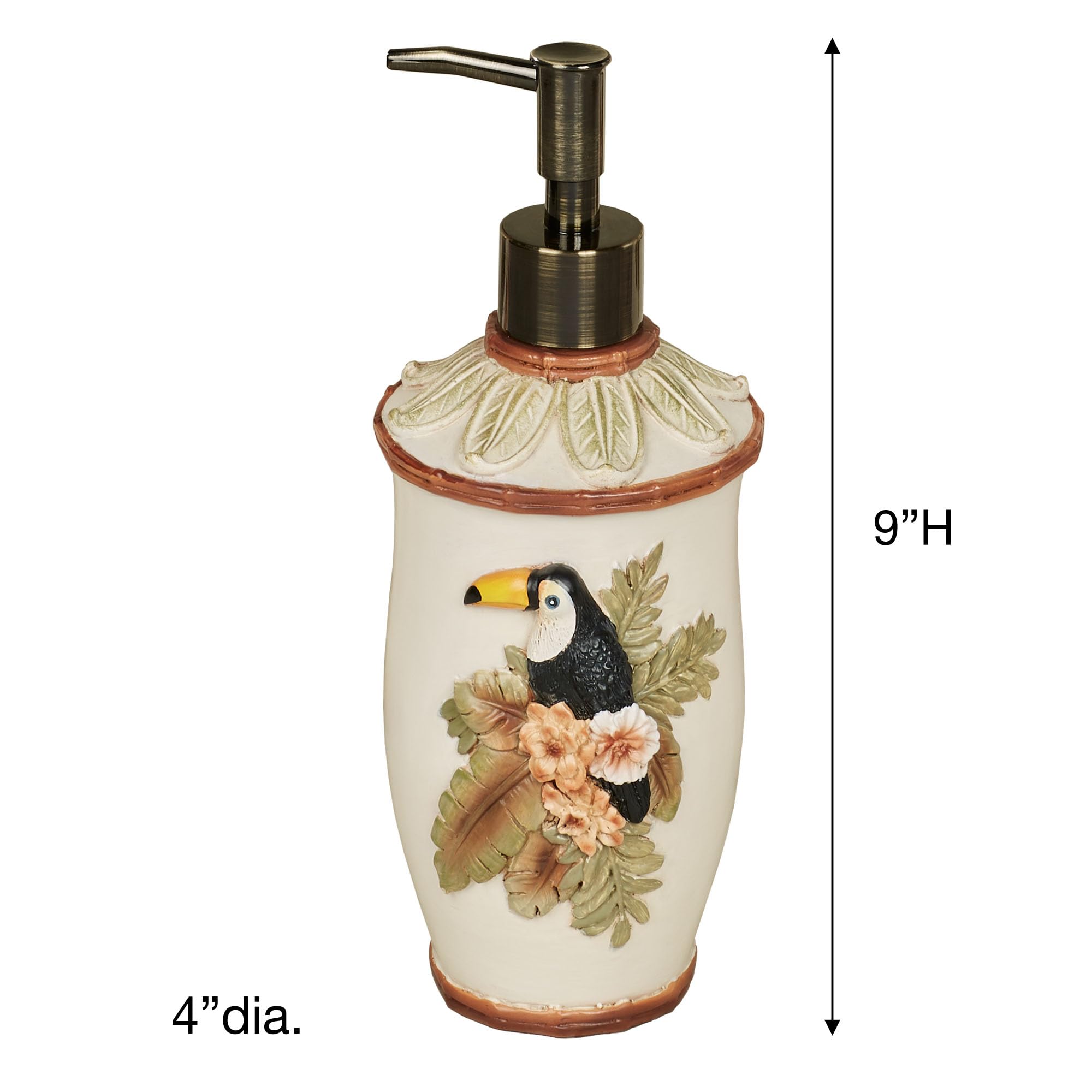 Tropical Bird Soap Dispenser - Cockatoo & Toucan Design Refillable Bathroom Lotion Pump | Perfect for Beach House, Spa, or Jungle-Themed Decor