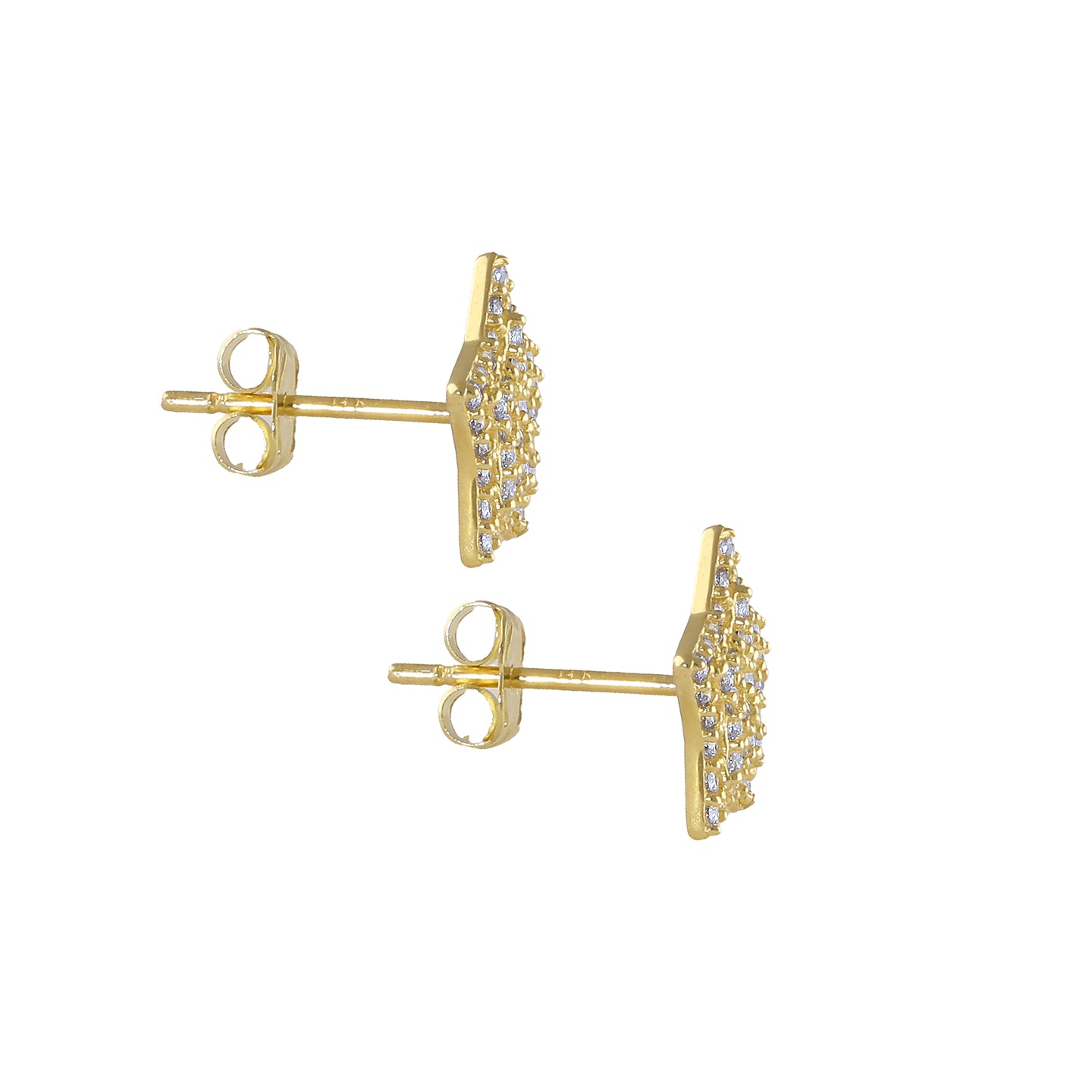 14K Solid Gold Star Stud Earrings with Cubic Zirconia - Perfect for Everyday Wear, Gifts & Special Occasions