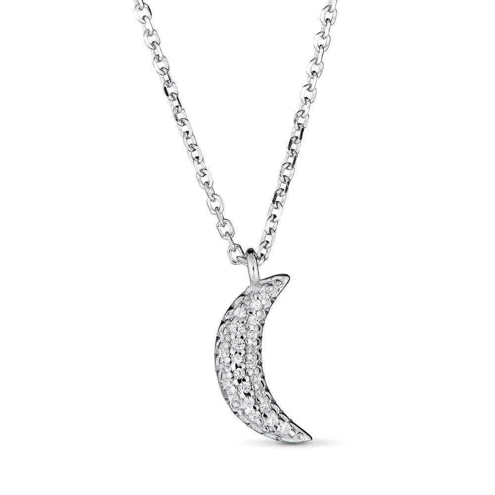 14K Gold 1/20 CTW Diamond Crescent Moon Necklace for Women - Elegant Celestial Jewelry for Date Night, Wedding & Special Occasions