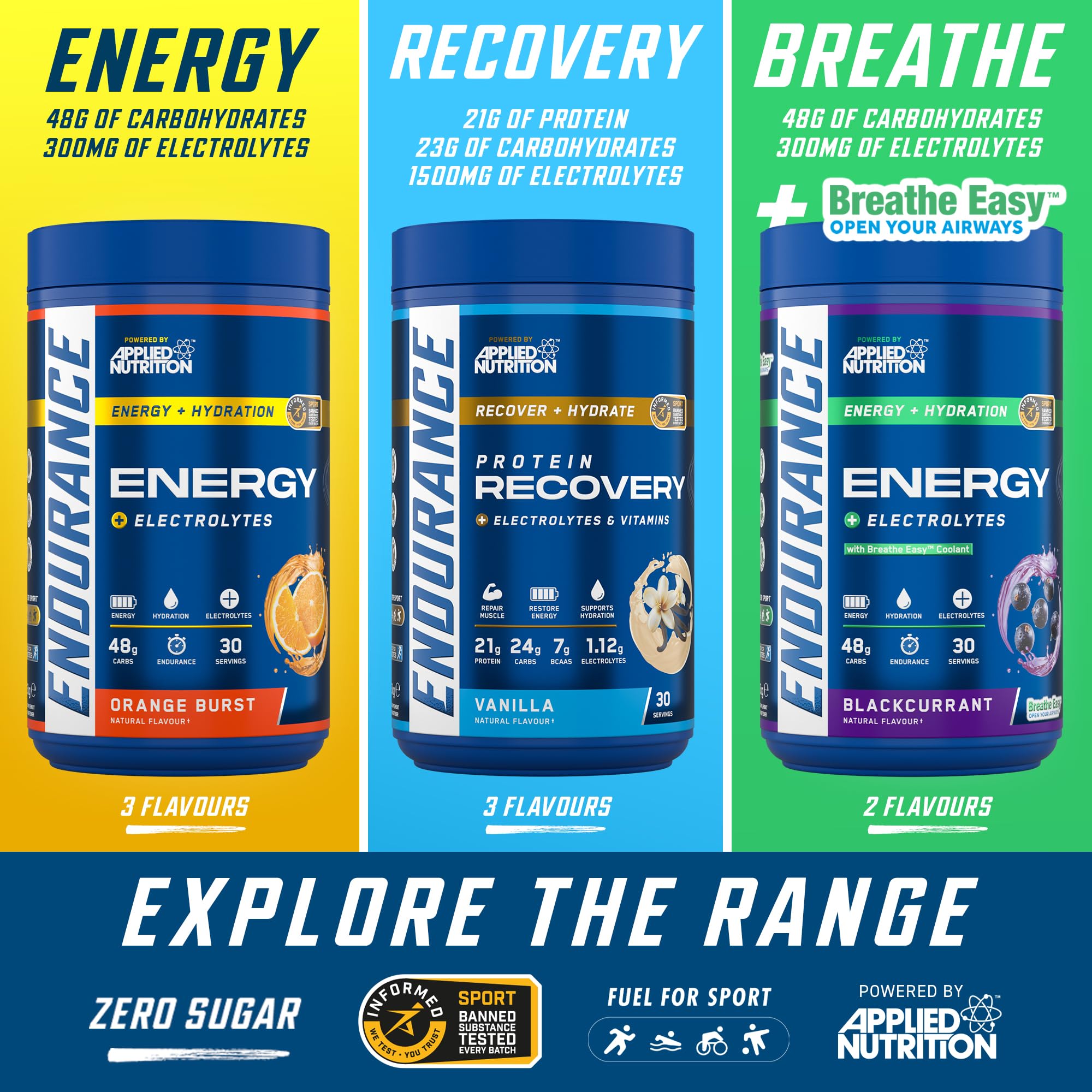 Applied Nutrition Endurance Recovery Powder 1500g - Post-Workout Muscle Recovery & Energy Boost for Athletes & Fitness Enthusiasts