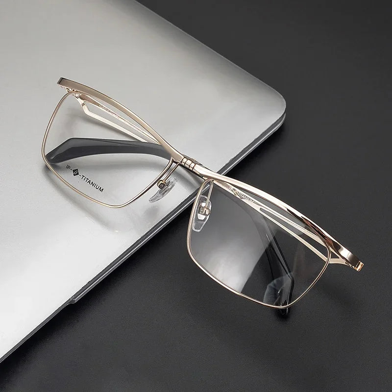 Aror Unisex Full Rim Square Titanium Flip Up Eyeglasses 19488 - Lightweight Durable Reading & Computer Glasses for Men and Women - Perfect for Office, Driving, and Outdoor Activities