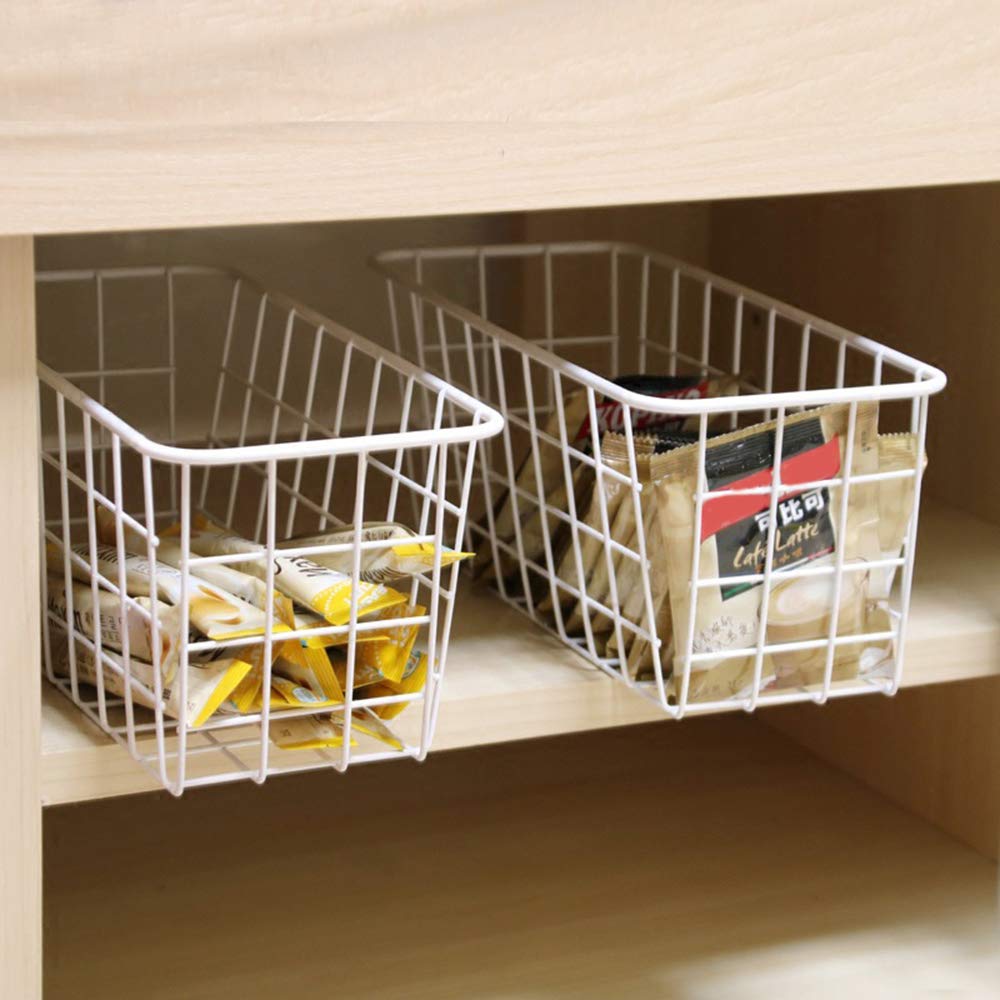 3-Pack Metal Wire Storage Baskets - Wall Mounted Organizer Bins for Kitchen, Bathroom, Pantry & Closet - Space Saving Storage Solution for Home, Office, Laundry Room & Garage Organization