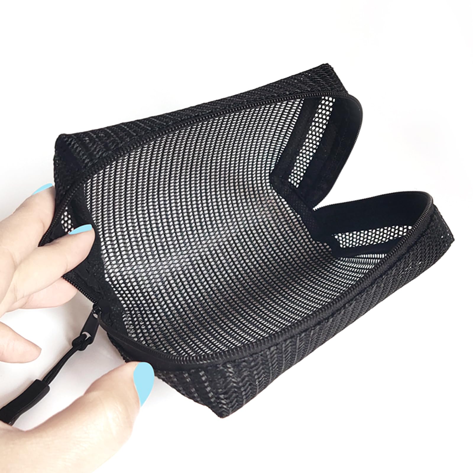 Portable Mini Mesh Zipper Bags 5-Pack - Small Cosmetic Organizer for Travel & Makeup