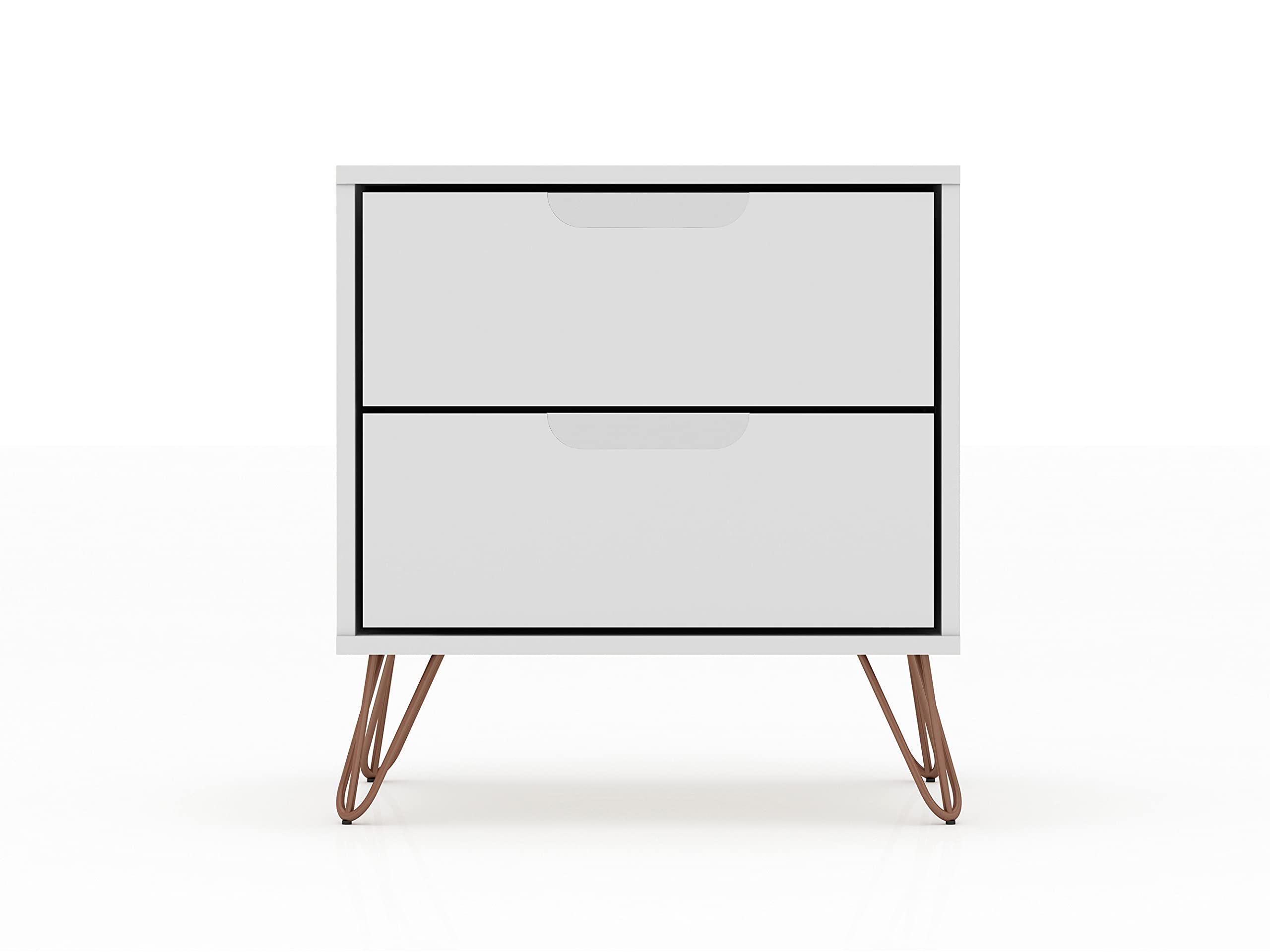 Mid Century Modern Nightstands Set of 2 - White Minimalist Bedside Tables with Drawers for Bedroom & Living Room | Storage Organizer & Display Shelf for Small Spaces | Perfect for Apartments, Dorms & Guest Rooms