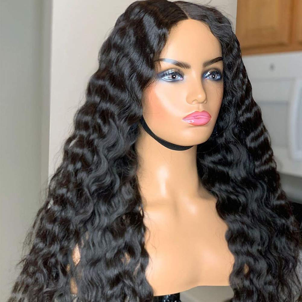 Jet Black 360 Lace Front Wig - 10A Brazilian Human Hair Deep Wave - 12