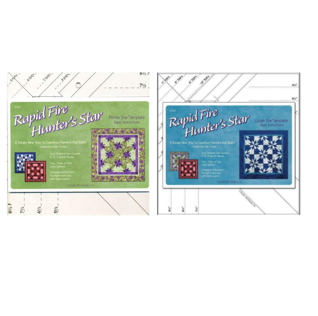 Studio 180 Design Rapid Fire Hunter's Star Bundle - Petite & Large Star Ruler Quilting Tools for Perfect Patchwork & Quilting Projects | Ideal for DIY Quilting, Sewing & Crafting Enthusiasts