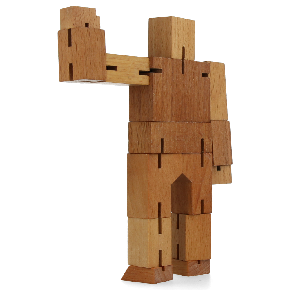 Cubebot Small Natural Wooden Puzzle Toy - Fun Brain Teaser for Kids & Adults, Perfect for Home, Office & Travel