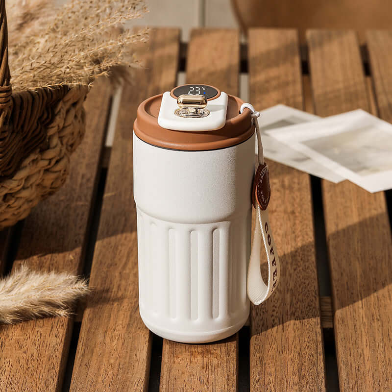 Smart Digital Portable Thermal Coffee Mug - 12oz Stainless Steel Vacuum Insulated Travel Mug with Temperature Display | XJ4806 | Perfect for Office, Commuting & Outdoor Activities