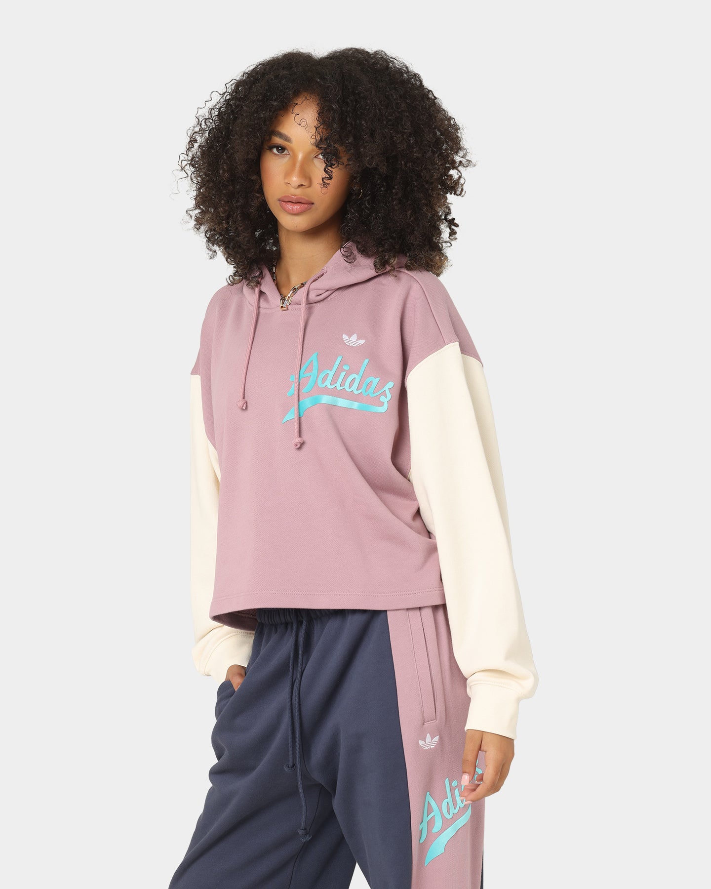 Adidas Women's Modern Basketball Hoodie - Magic Mauve/Wonder White - Stylish & Comfortable for Casual Wear, Gym & Outdoor Activities