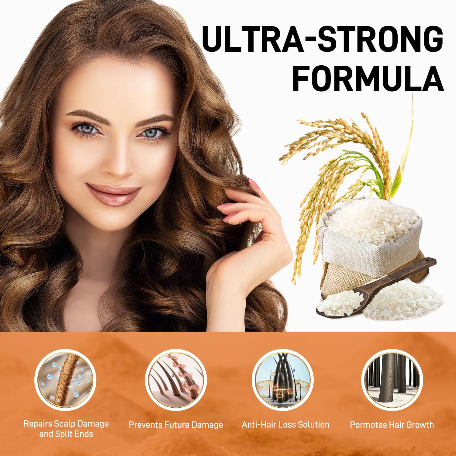 2 in 1 Rice Water Shampoo & Conditioner Bar with Rosemary Spray - Fermented Rice Water Treatment for Hair Growth, Anti Hair Loss, Thicker Fuller Hair - Perfect for Damaged Hair Care & Natural Hair Regrowth at Home