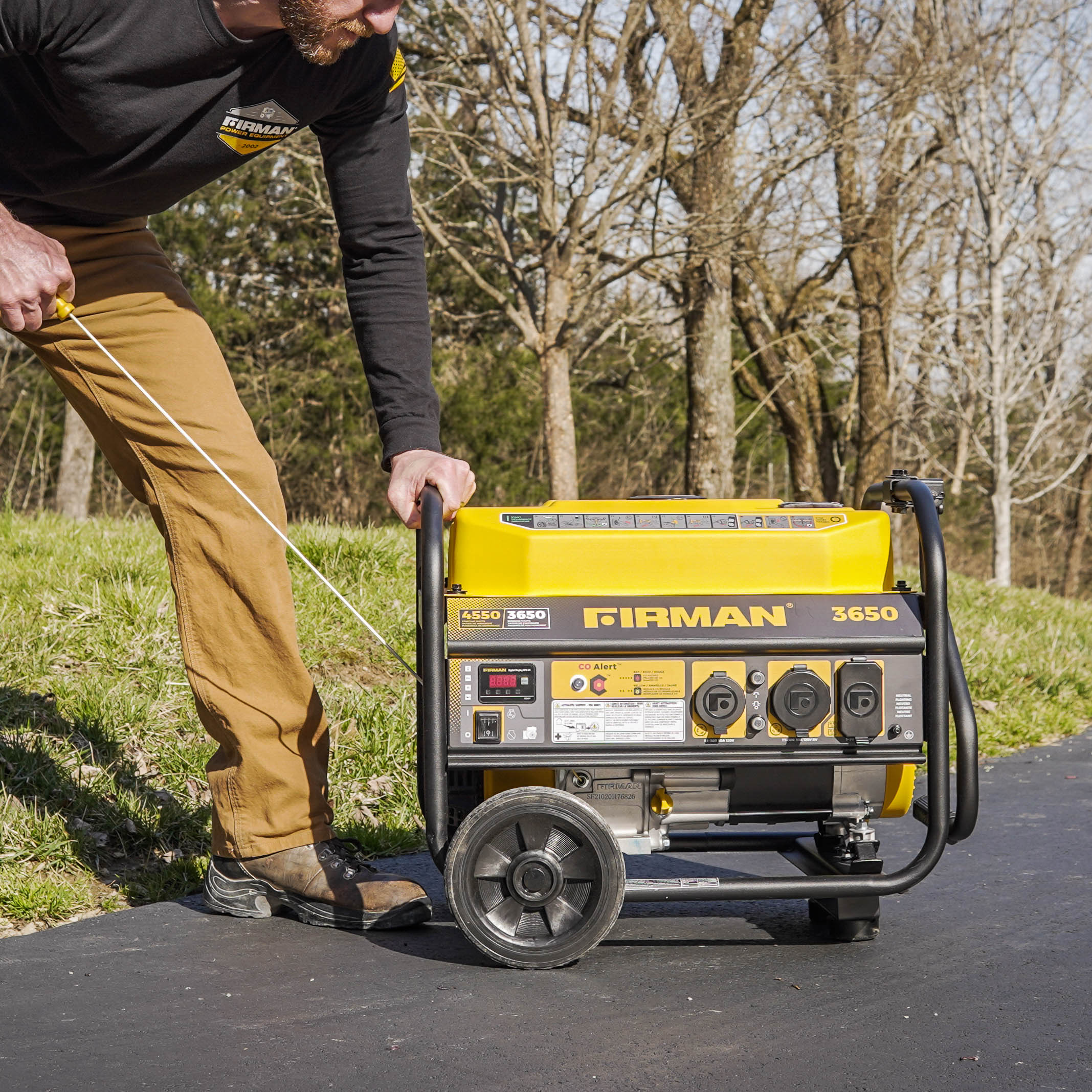 4550W Portable Gas Generator with Recoil Start & CO Alert - 120V Power for Camping, Emergencies & Outdoor Events