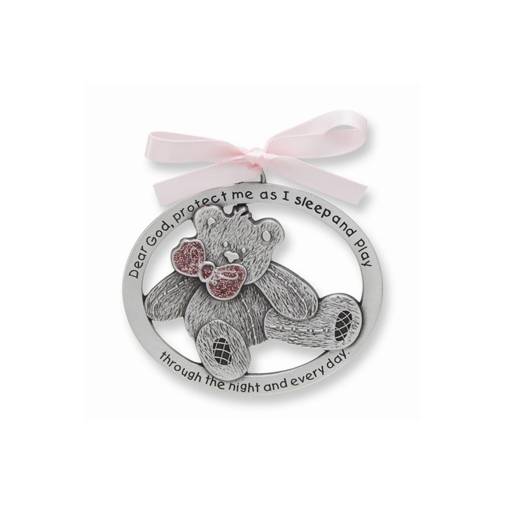 Solid Pink Epoxy Teddy Bear Crib Medal - Baby Shower Gift, Nursery Decor, Christening Keepsake | Perfect for Newborn Gifts, First Birthday Presents & Memory Box Treasures