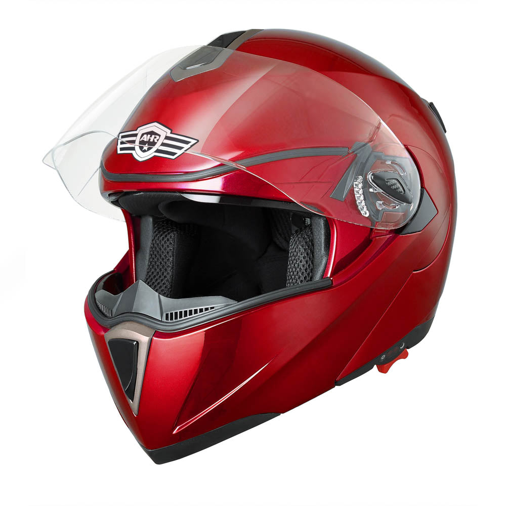 TheLAShop RUN M Modular Full Face Helmet - DOT Certified, Flip Up Design, Red - Perfect for Motorcycle Riders & Commuters