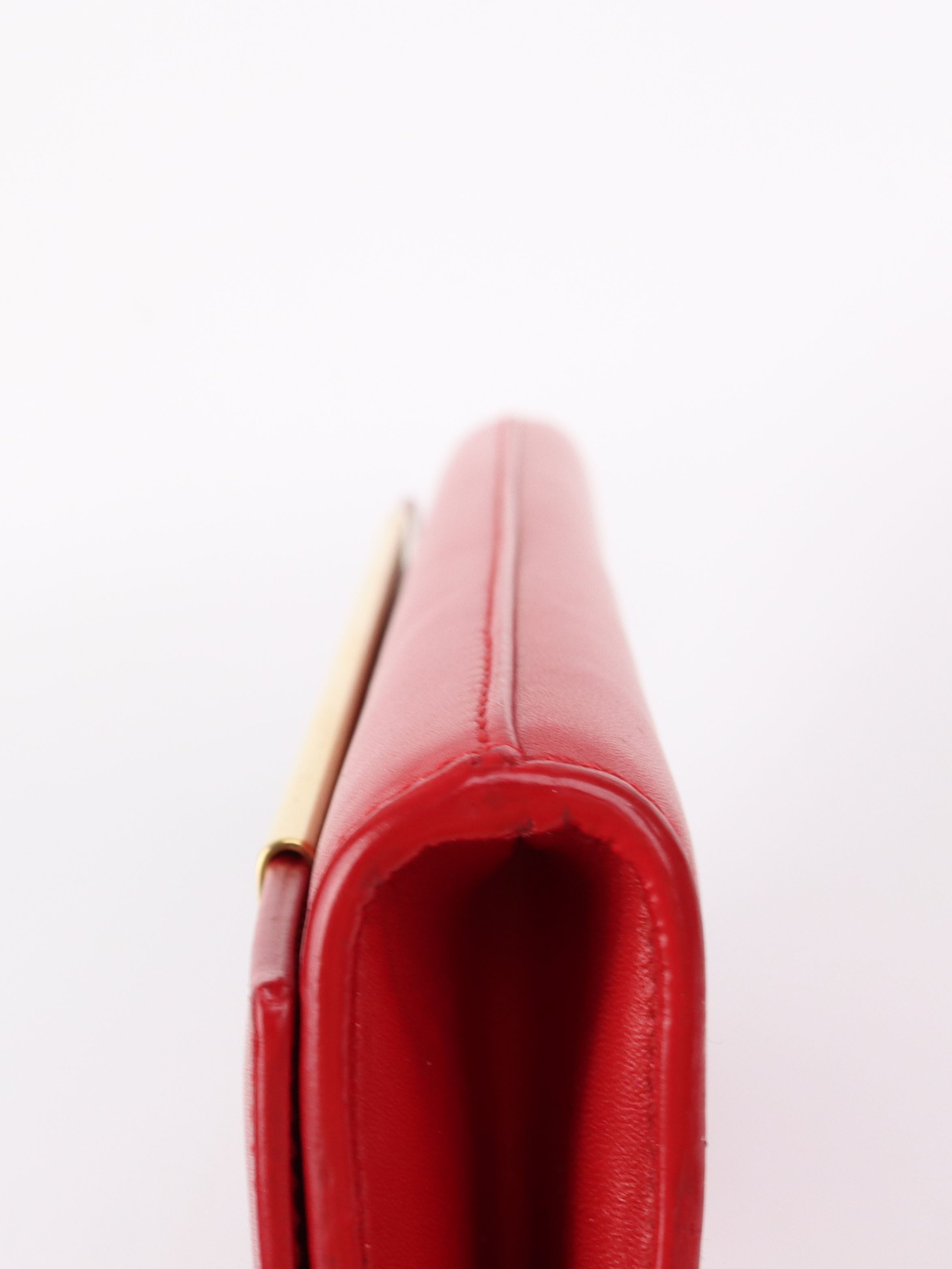 Saint Laurent Red Leather Clutch Bag for Women - Elegant Evening Purse for Parties, Weddings & Special Occasions