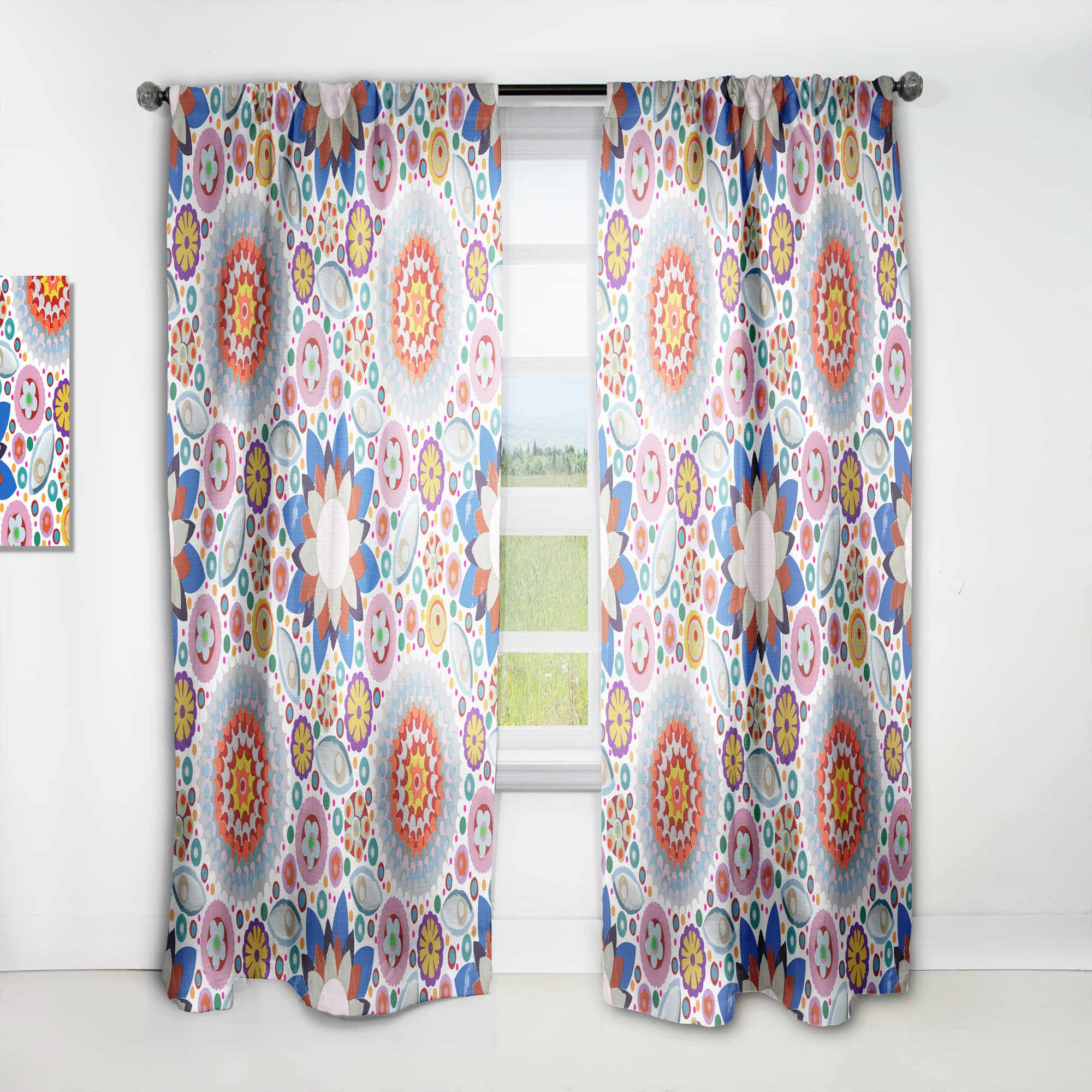 DesignQ Abstract Floral Print Blackout Curtains - Thermal Insulated Single Panel (52x95 Inches) for Bedroom & Living Room - Elegant Window Drapes for Home Decor & Light Blocking