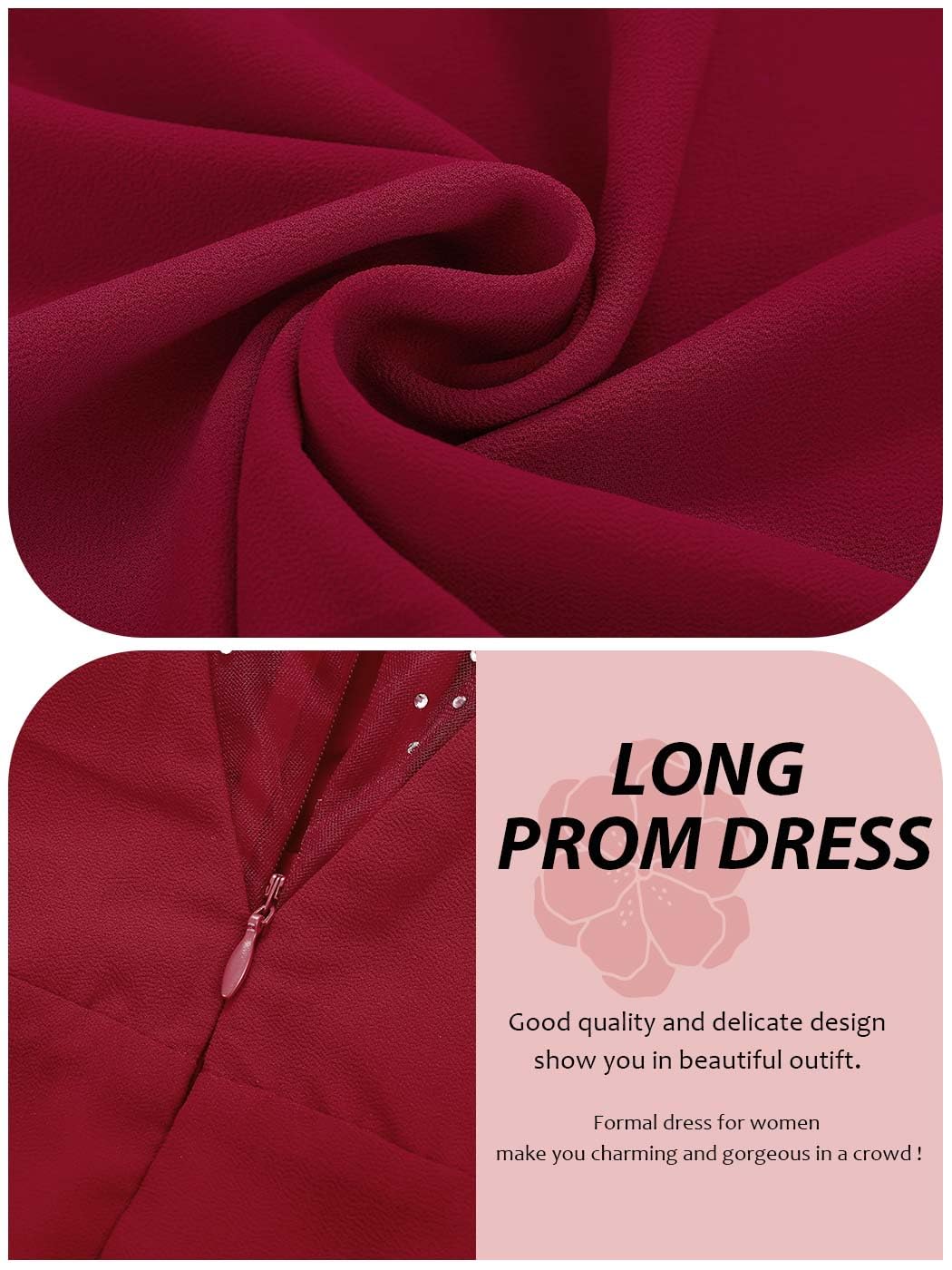 Elegant Aukmla Women's Red V-Neck Short Cap Sleeve Wedding Guest Dress - Formal Evening Gown for Bridal Shower, Cocktail Party & Special Occasions