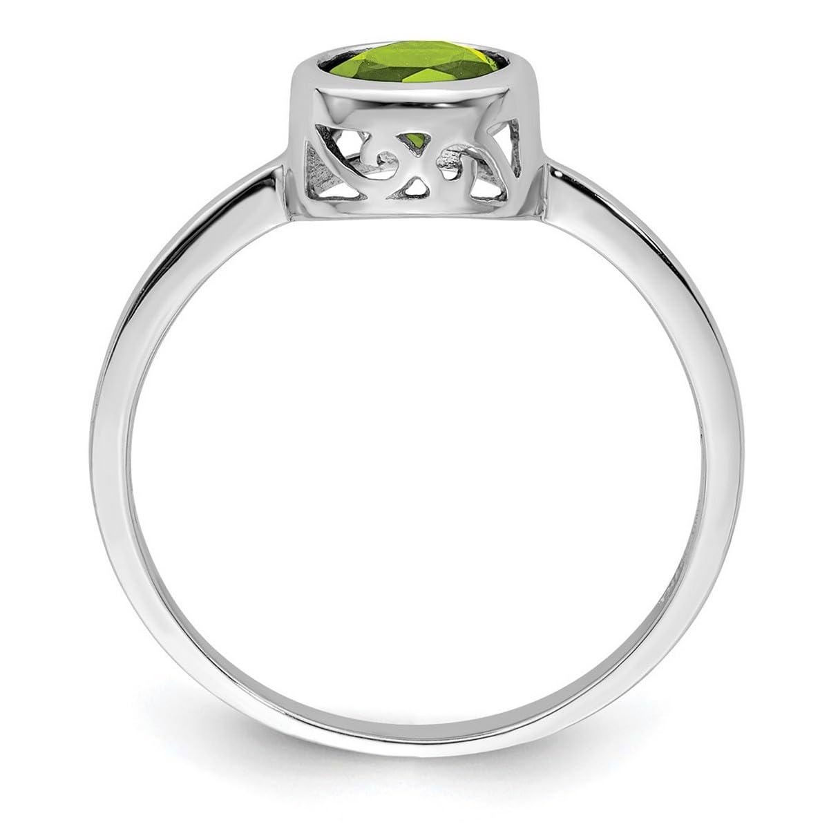 925 Sterling Silver Polished Peridot Round Ring for Women | Dainty Green Gemstone Jewelry | Perfect for Everyday Wear, Gift Giving & Special Occasions
