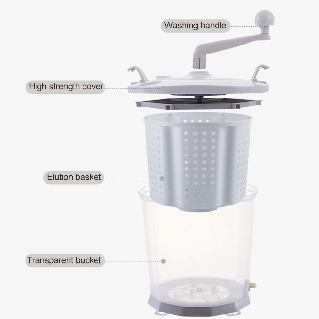 Portable Eco-Friendly Mini Washing Machine | Hand Crank Manual Non-Electric Washer & Spin Dryer for Clothes | Compact & Easy to Use | Perfect for RV Travel, Camping, Apartments & Small Spaces