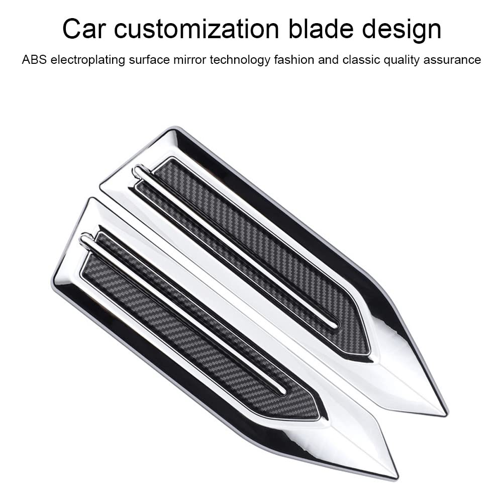 2pcs Car Hood Vent Scoop Kit - Zcargel Universal Side Air Vent Trim Decals for Cars, Shark Gills Styling Stickers - Enhances Vehicle Aerodynamics & Sporty Look (Fits Most Sedans, SUVs, Trucks) - Perfect for Car Shows, Racing Events & Custom Vehicle Styling