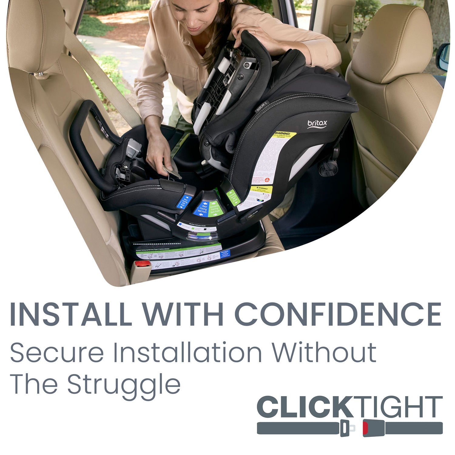 Britax Poplar S ClickTight Convertible Car Seat - Safe & Comfortable for Infants to Toddlers (5-65 lbs) - Easy Installation for Cars, SUVs & Minivans - Perfect for Travel & Daily Commute