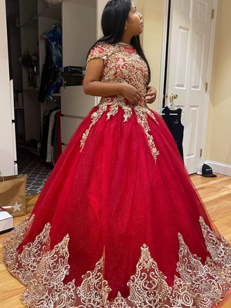 Snow Lotus Women's Embroidered Quinceañera Dress with Lace Floral Applique & Beaded Details - Elegant Ball Gown for Sweet 16, Quinceañera & Prom - Perfect for Formal Dances, Birthday Celebrations & Special Occasions