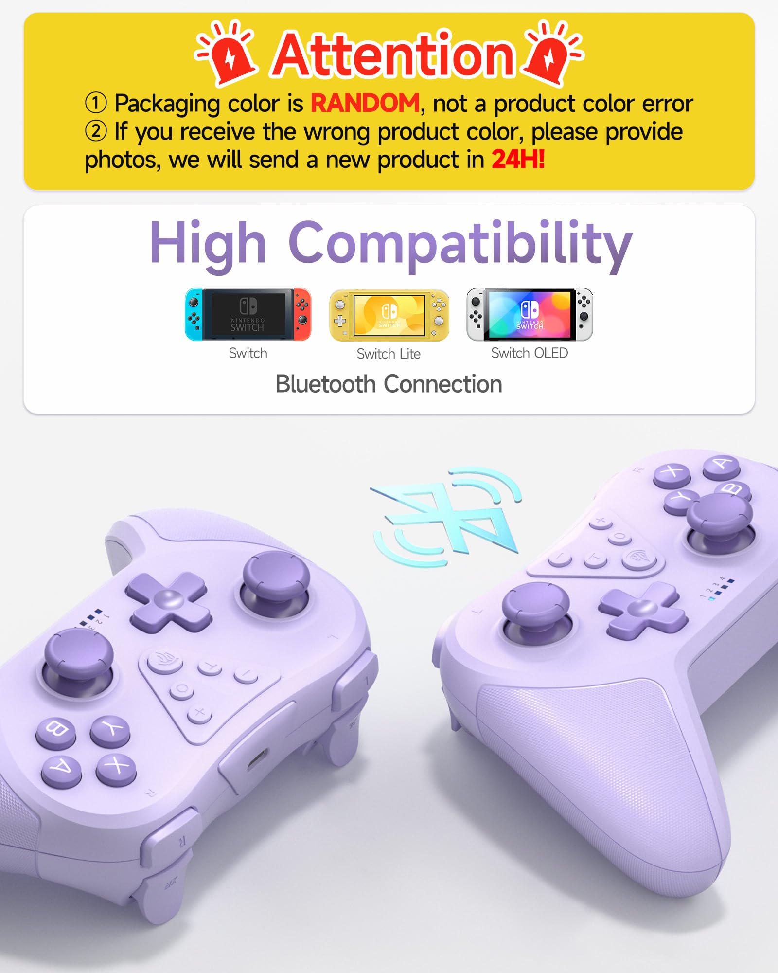 EasySMX T37 Wireless Switch Pro Controller for Nintendo Switch/Switch Lite/Switch OLED - Ergonomic Gamepad with Adjustable Turbo Vibration & Non-Slip Grip | Perfect for Mario Kart, Zelda & Multiplayer Gaming Sessions