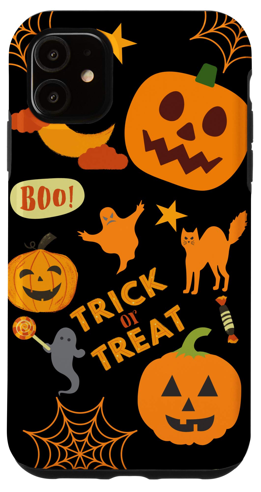 Funny Halloween Pumpkin iPhone 11 Case - Trick or Treat Design | Protective Phone Cover for iPhone 11 - Perfect for Halloween Parties, Trick-or-Treating & Fall Festivals