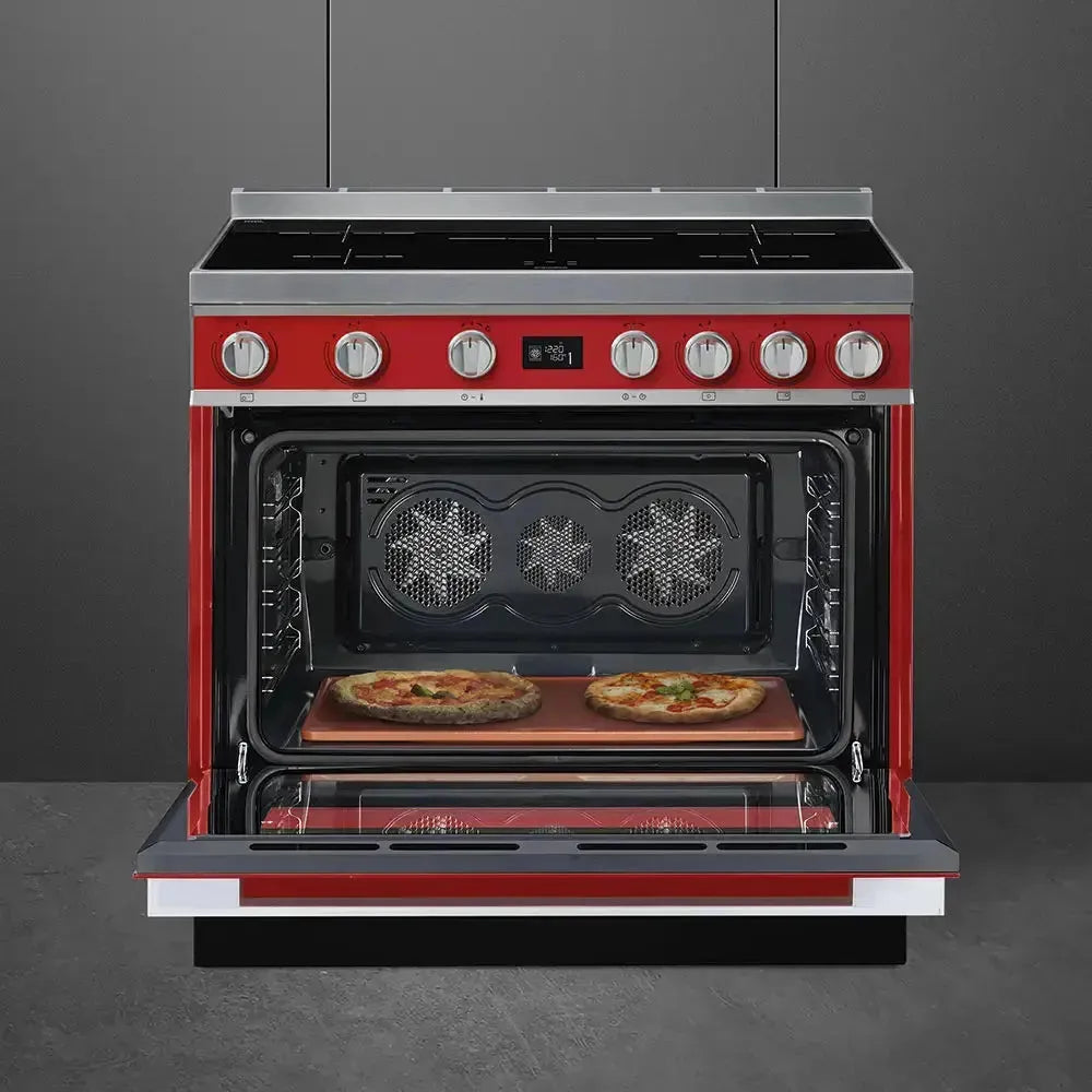 Smeg 90cm Portofino Induction Cooktop - Red | Fast Heating Electric Stove | Perfect for Modern Kitchens & Professional Chefs