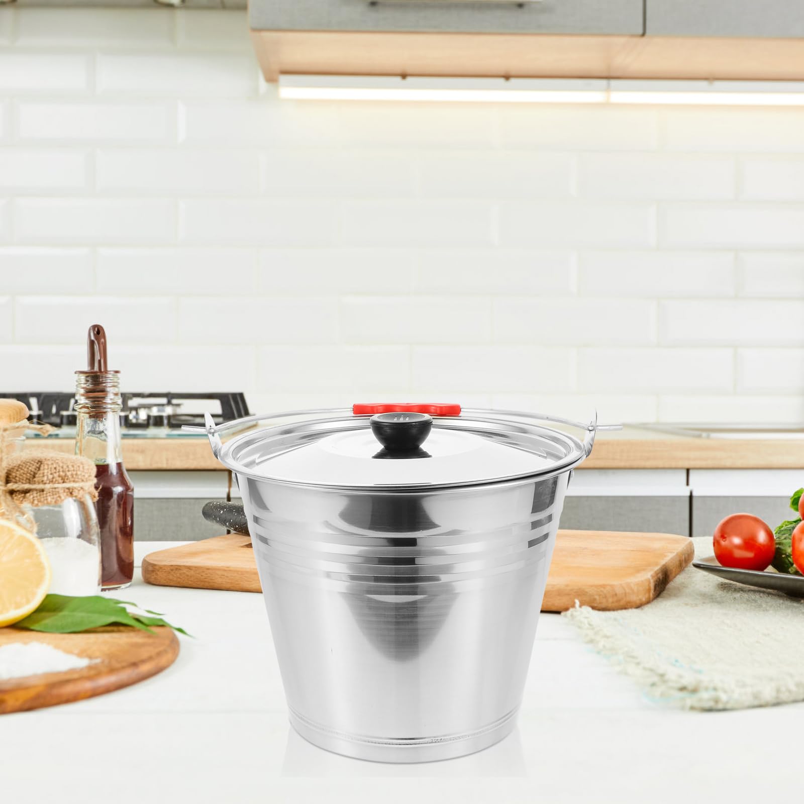 Stainless Steel Metal Bucket with Lid & Handle - Heavy Duty Milk Pail for Compost, Farm Use, Gardening & Outdoor Storage | Durable Hemoton Bucket for Commercial & Household Needs