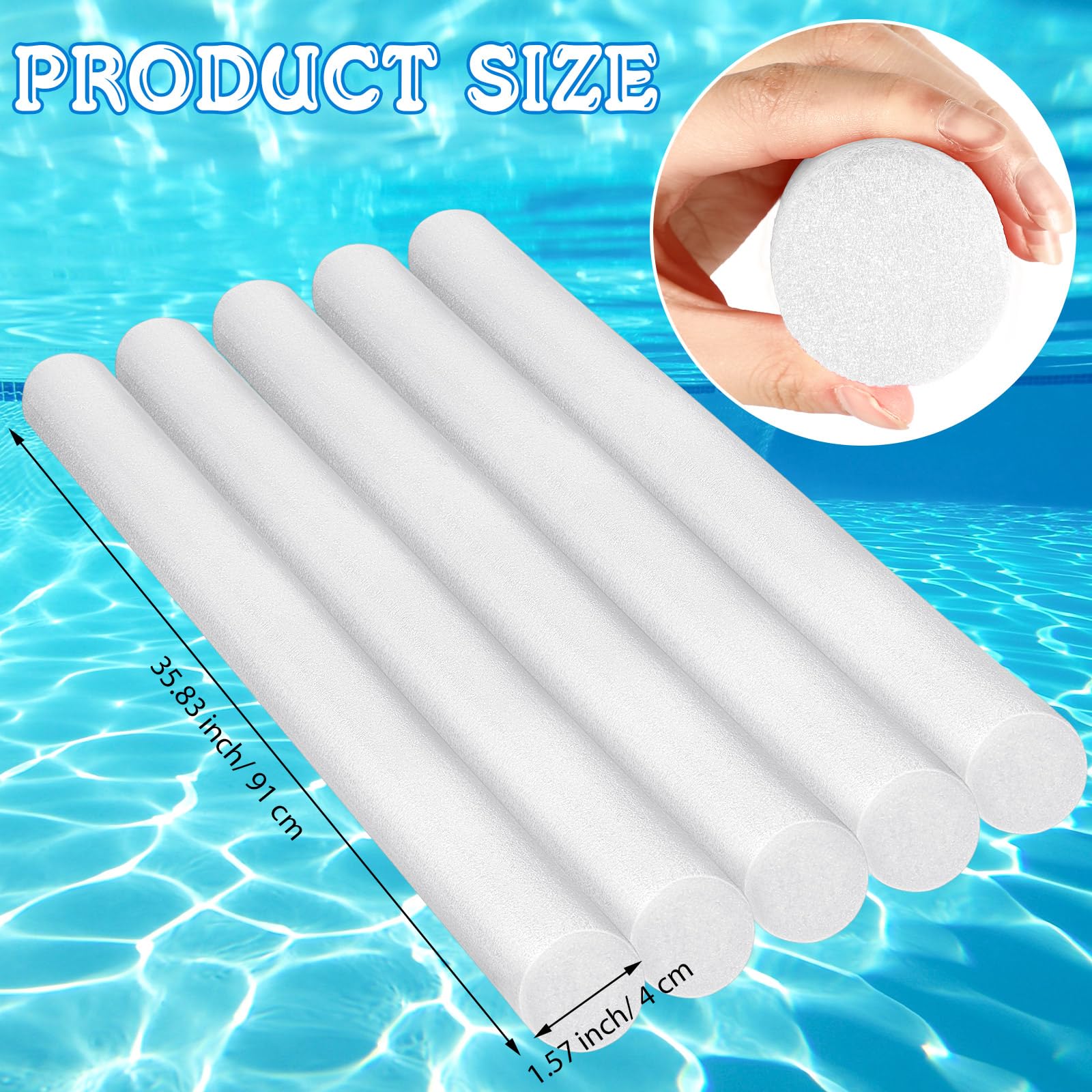 Frienda 20 Pcs Solid Pool Noodles - 1.57 x 35.83 Inch Round Tube Craft Foam for DIY Projects, Kids Swimming Pool Floats, Water Play, Party Decorations & Summer Activities