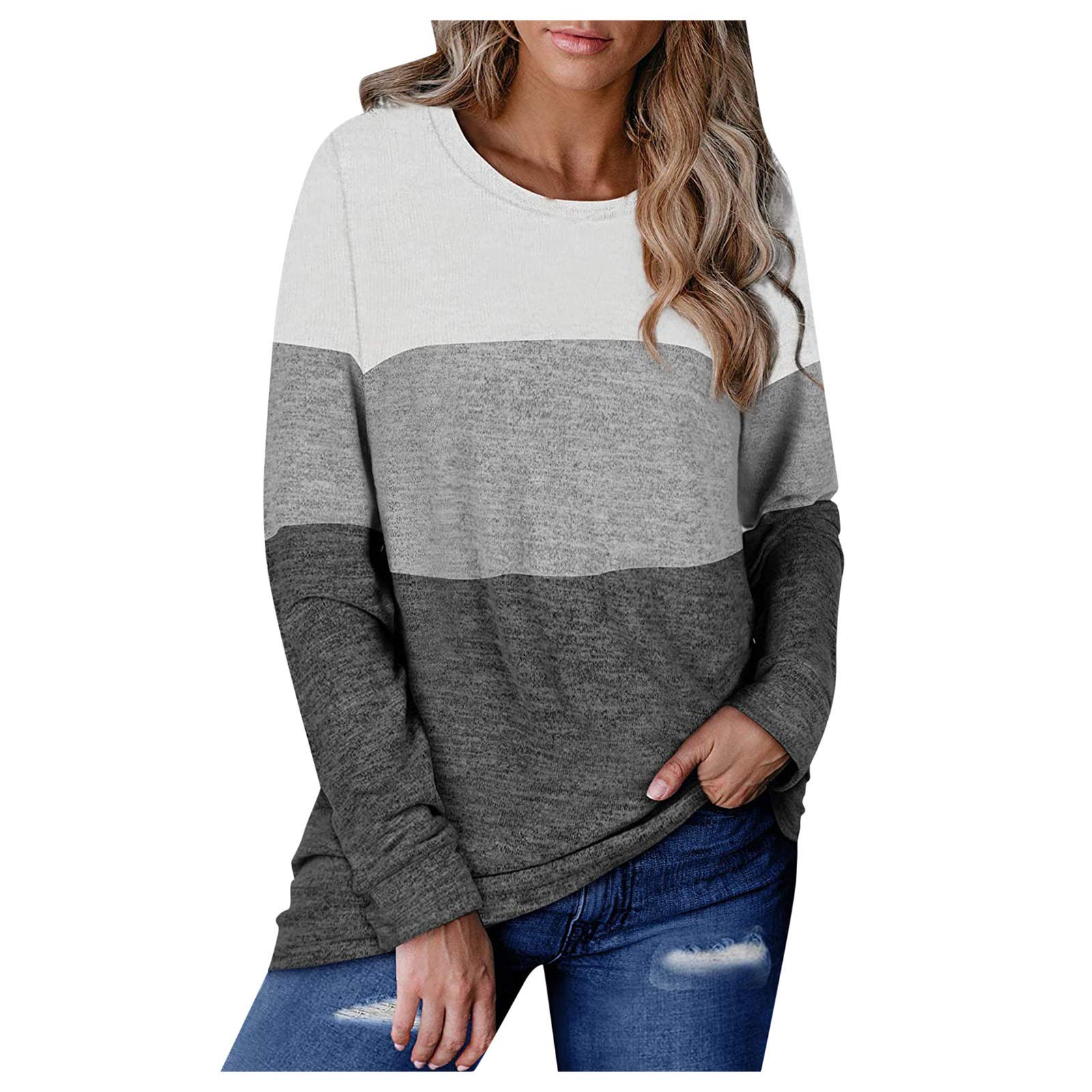 Plus Size Long Sleeve V-Neck T-Shirts for Women - Soft Casual Loose Fit Basic Tee Tops - Perfect for Everyday Wear, Office & Weekend Outfits