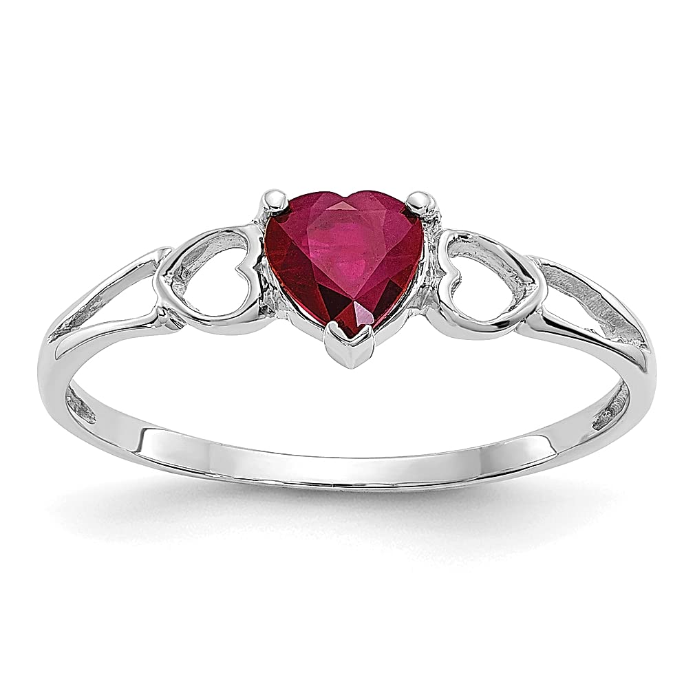 14K White Gold Red Ruby July Birthstone Ring for Women - Size 6.00 Fine Jewelry Gift for Her, Perfect for Anniversaries, Birthdays & Special Occasions