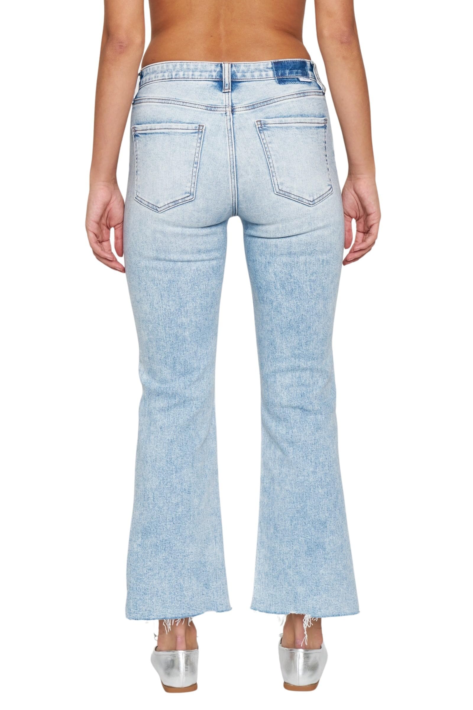DAZE Women's Low Rise Runaway Flare Crop Jeans - Trendy Cropped Denim Pants for Casual Wear, Street Style & Summer Outfits | Comfortable Stretch Fit for Everyday Fashion