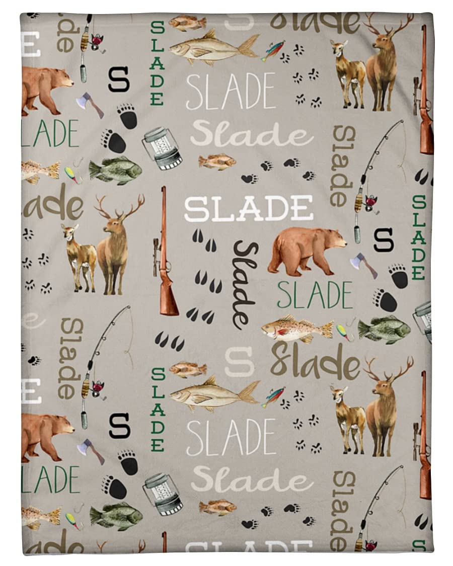 Personalized Baby Boy Blanket - Custom Hunting & Fishing Fleece Sherpa Blanket for Newborns | Unique Baby Shower, Birthday & Mother's Day Gift for Boys | Cozy Nursery & Outdoor Adventure Blanket